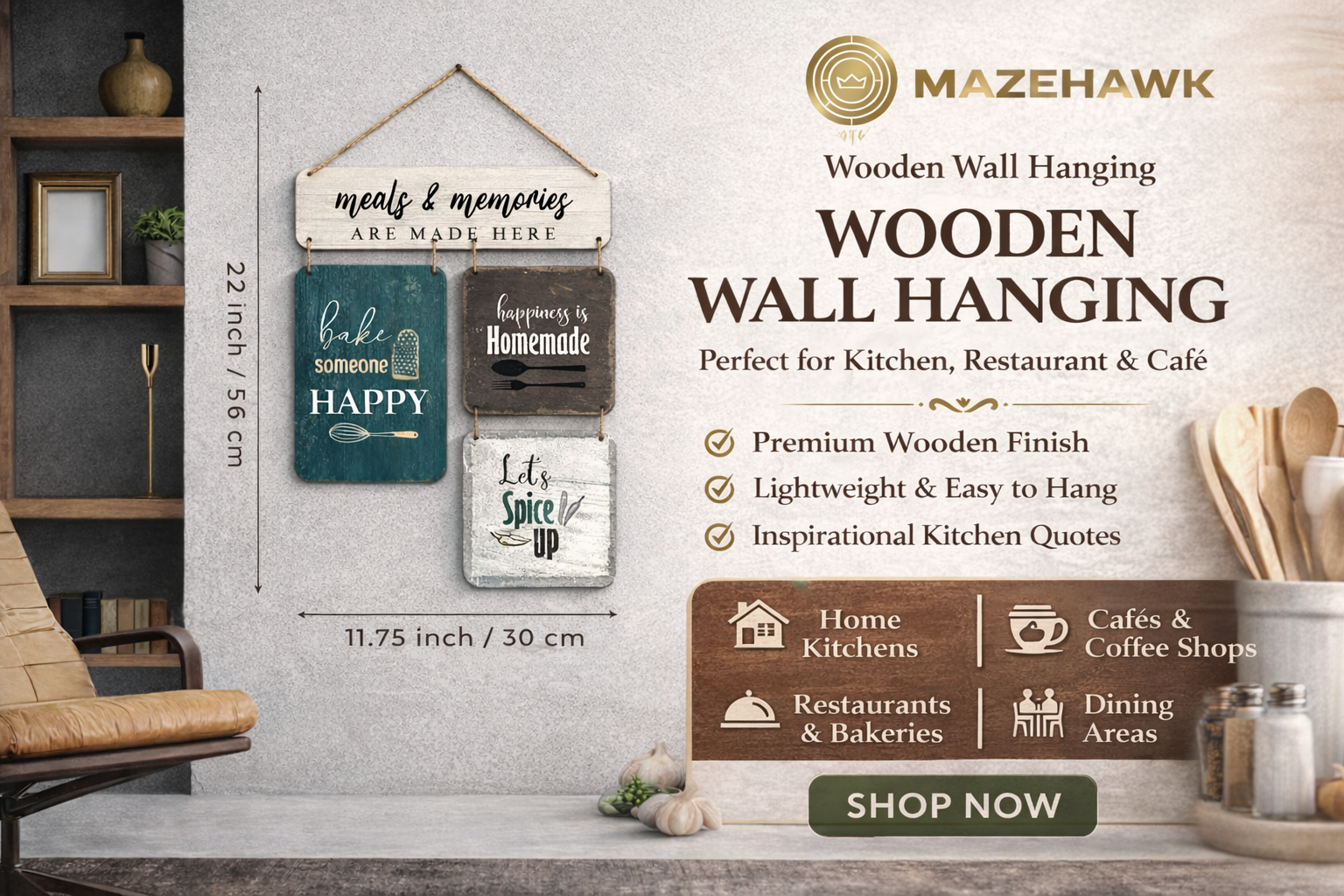 Kitchen Cafe Restaurants Wall Hangings - MazeHawk