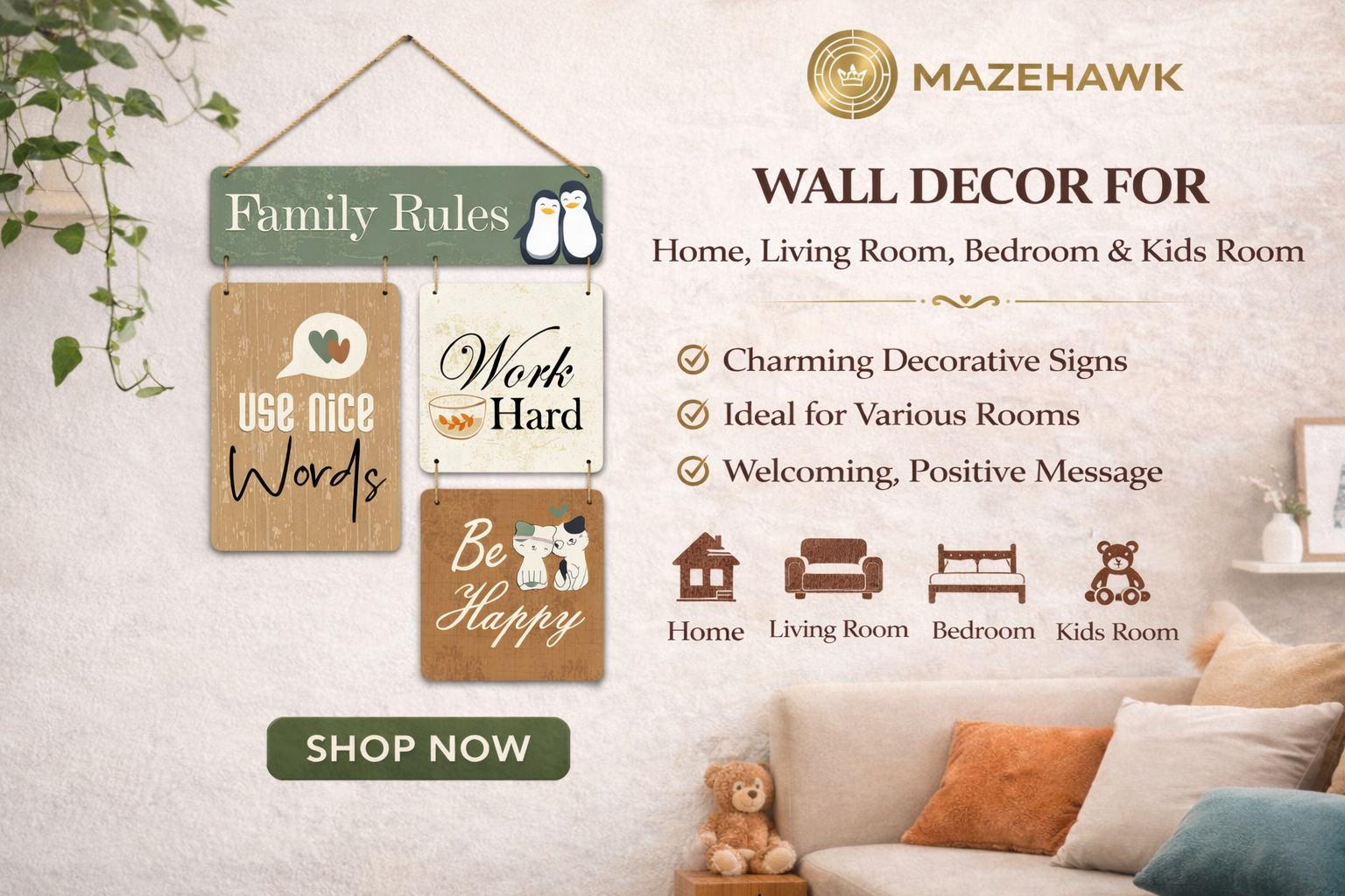 Home/ Living Room/ Bedroom Wall Decor - MazeHawk