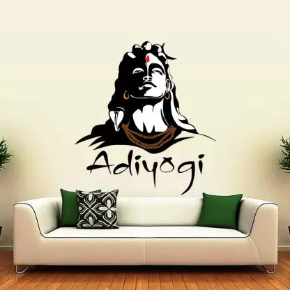 Adiyogi Lord Shiva Wall Decal Peel and Stick Sticker Modern Mahadev Wall Art for Puja Room and Yoga Studio