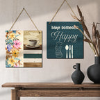 Wooden Wall Hanging | wall Decor for Kitchen | Wall Decoration | Wall Hanger - Square shape Home Decor Items set of 2