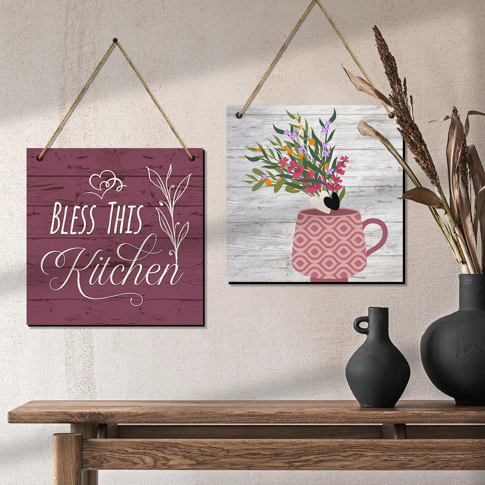 Kitchen Quotes Wooden Wall Art Hanging for Bar Restaurant Kitchen Dining Area Wall Décor - Decorative Wall Hanging Wooden Art Decoration item for Living Room & Home Décor style