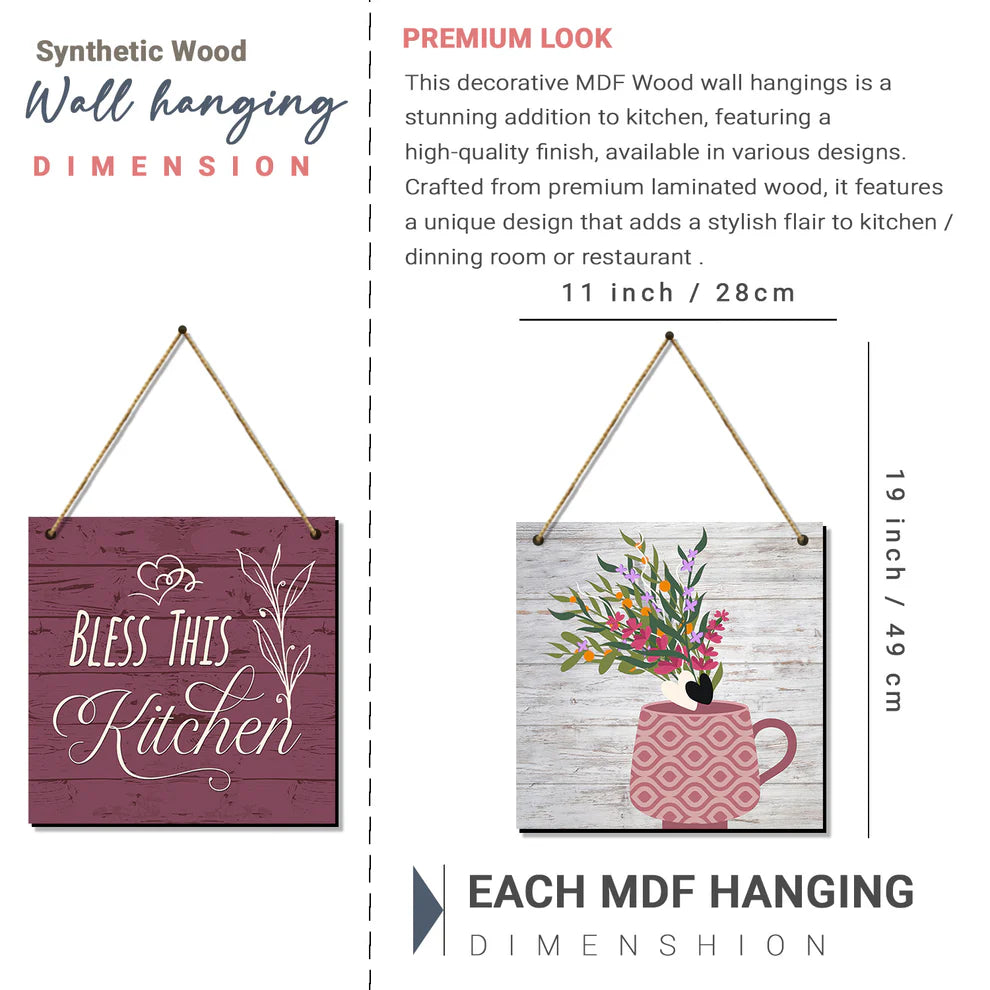 Kitchen Quotes Wooden Wall Art Hanging for Bar Restaurant Kitchen Dining Area Wall Décor - Decorative Wall Hanging Wooden Art Decoration item for Living Room & Home Décor style