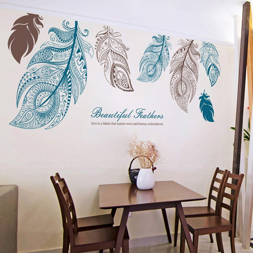 Feathers Wall Decals Large Wall Stickers Peel and Stick Removable Decal Stick DIY Wall Art Murals Home Wall Decor for Bedroom Living Room Classroom Office Wall Decaoration