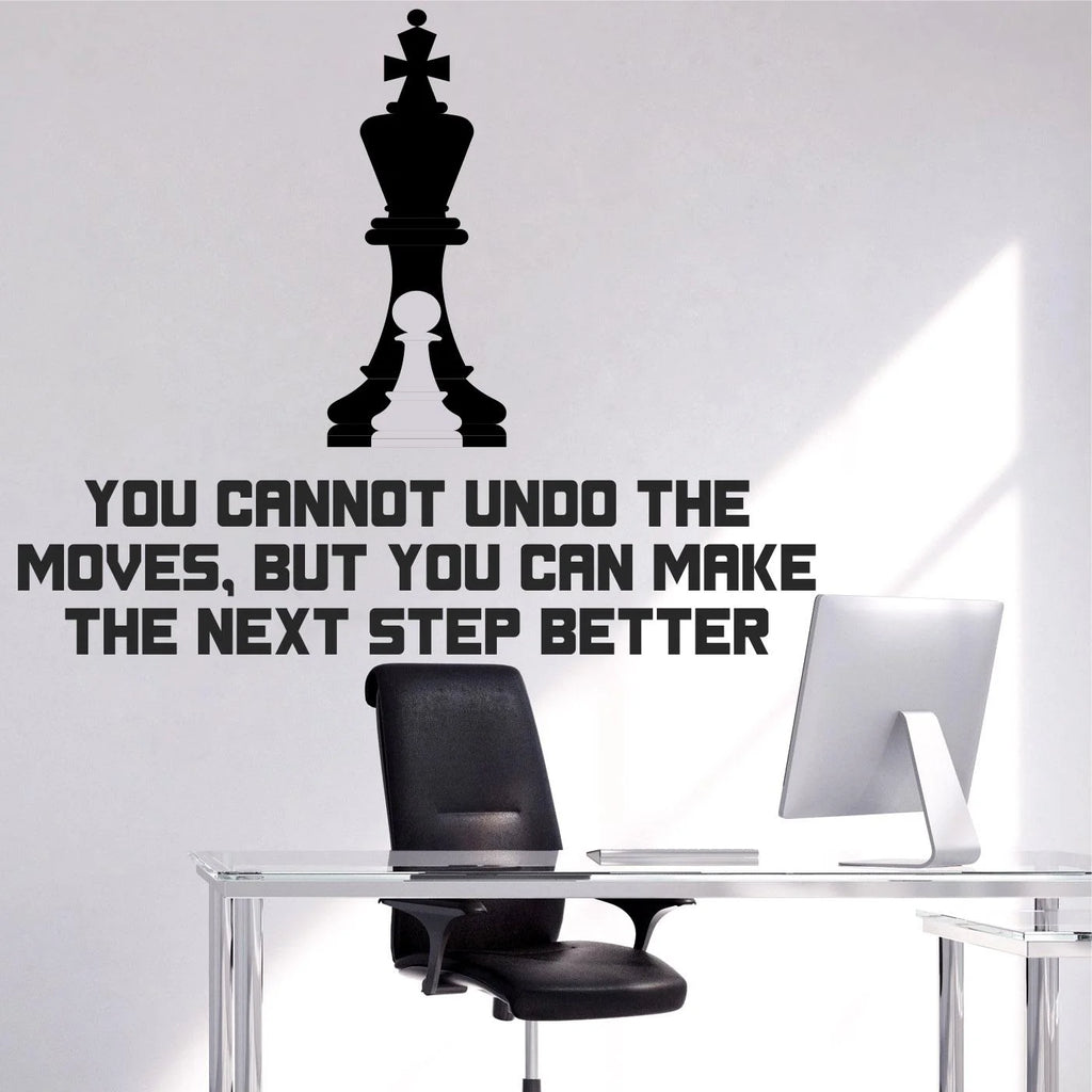 Chess King and Pawn Motivational Wall Decal Peel and Stick Sticker Inspirational Strategy Quote for Office and Study Room Wall Art