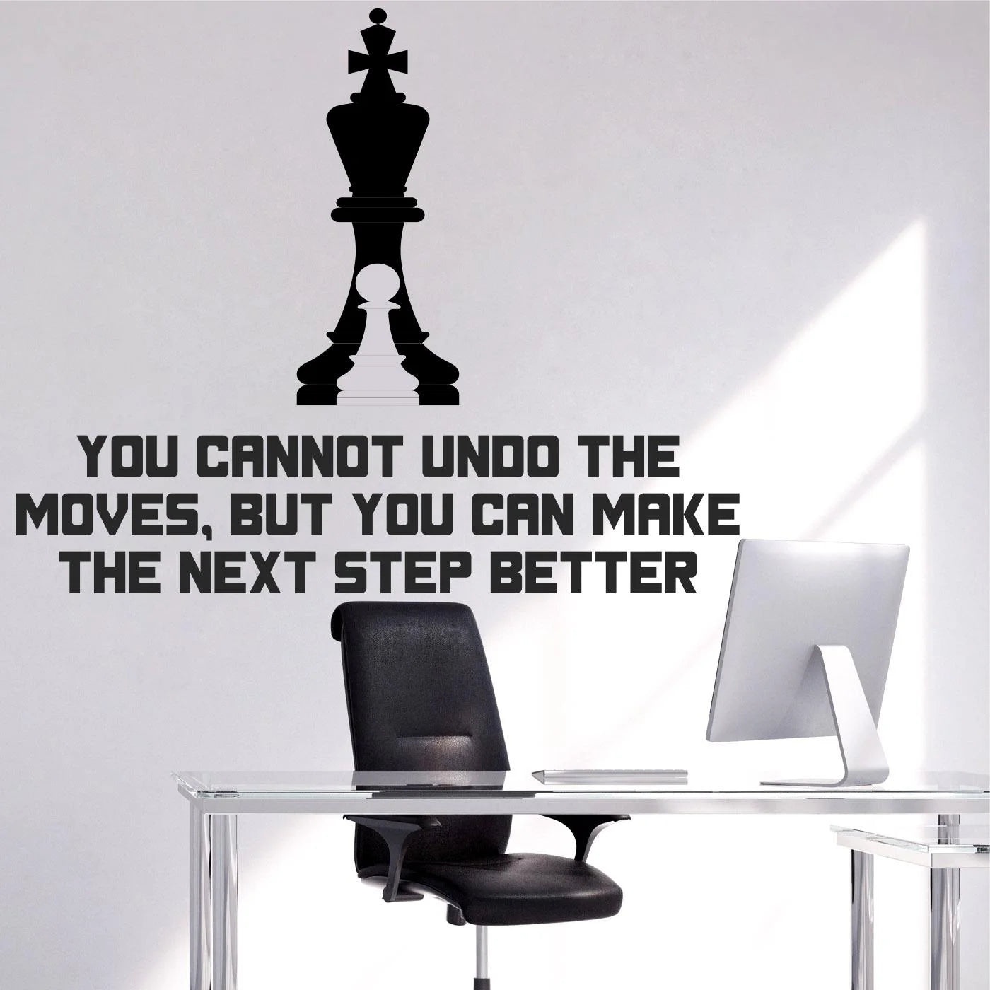Chess King and Pawn Motivational Wall Decal Peel and Stick Sticker Inspirational Strategy Quote for Office and Study Room Wall Art