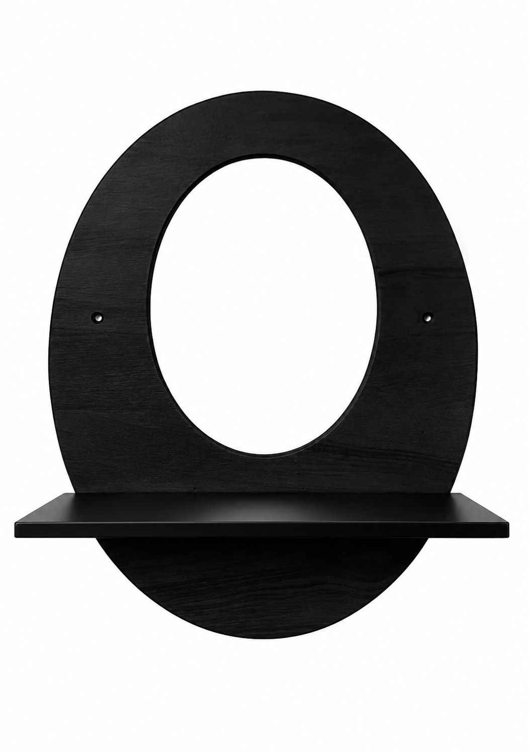 Wooden Wall Shelf Hanging Shelves Oval Shape For Wall Art Home & Office Decor Engineered Wood (Black)