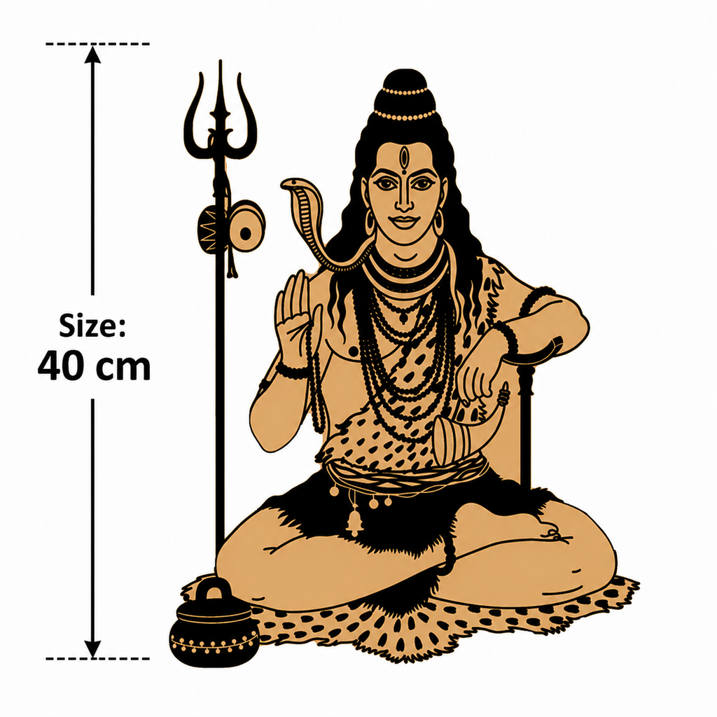 Lord Shiva Seated in Meditation Spiritual Wall Decor and Home Office Art Divine Mahadev Blessing Poster with Trishula and Snake for Pooja Room