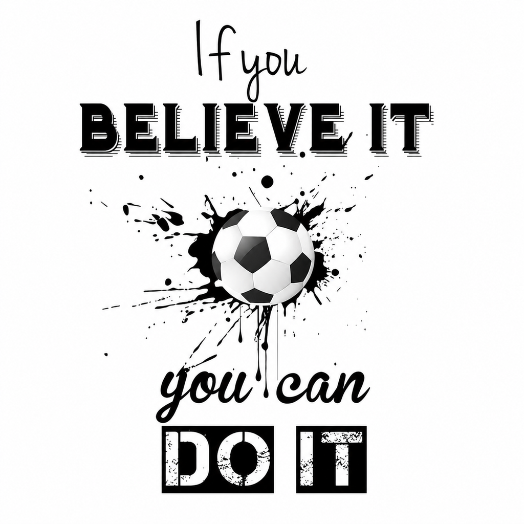 If You Believe It You Can Do It Football Motivational Wall Decor Inspirational Soccer Ball Art for Kids Bedroom and Sports Coaching Room