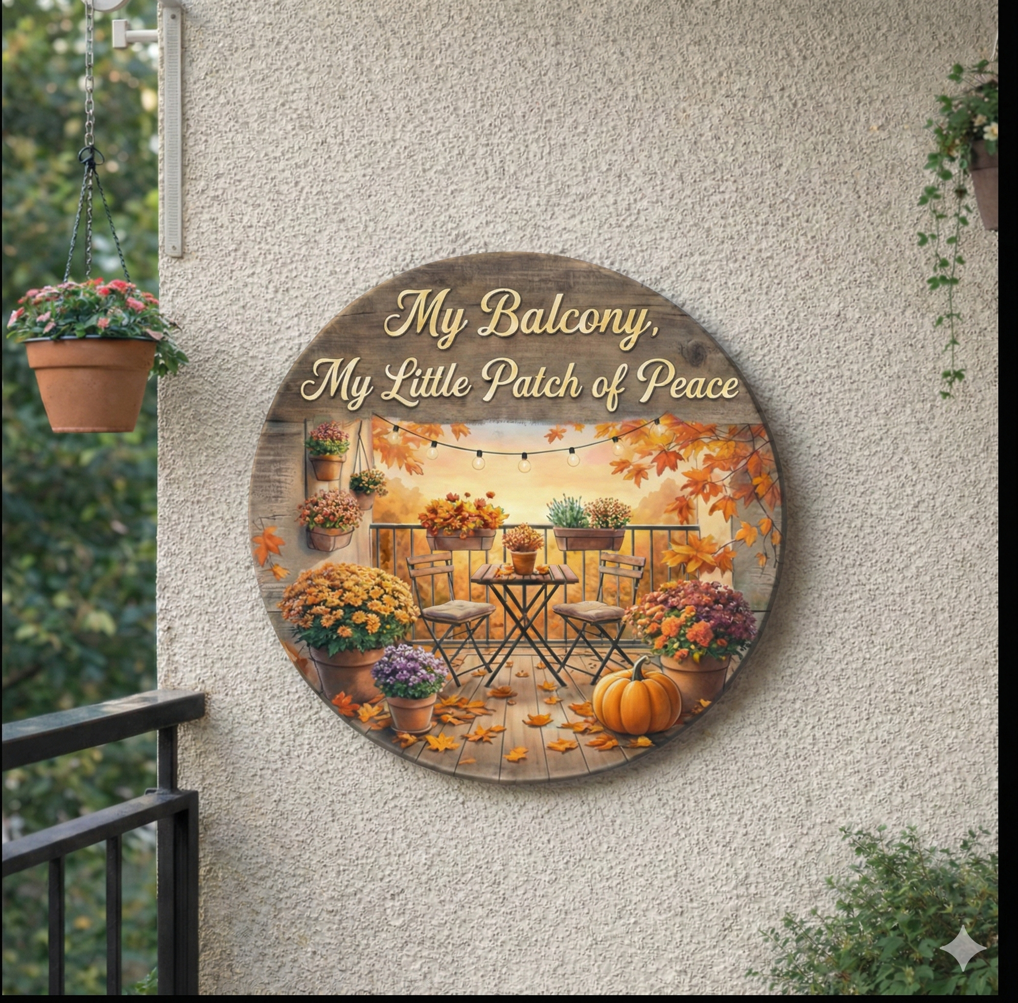 Floral Balcony wall decor closeup detail