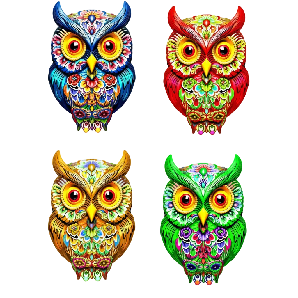 Colorful Owl Wall Decor | MDF Wall Decor | 12x12 Inches | For Living Room/Bedroom/Office