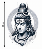 Modern Lord Shiva Mandala Wall Sticker - Serene Mahadev Face Art Decal (60 cm) Premium Minimalist Spiritual Wall Decor for Living Room, Office, and Meditation Space