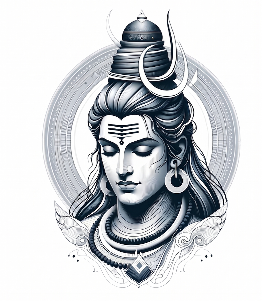 Modern Lord Shiva Mandala Wall Sticker - Serene Mahadev Face Art Decal (60 cm) Premium Minimalist Spiritual Wall Decor for Living Room, Office, and Meditation Space