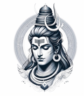 Modern Lord Shiva Mandala Wall Sticker - Serene Mahadev Face Art Decal (60 cm) Premium Minimalist Spiritual Wall Decor for Living Room, Office, and Meditation Space