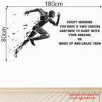 Motivational Running Wall Decal Peel and Stick Vinyl Sticker Wake Up and Chase Your Dreams Quote for Gym and Office Decor