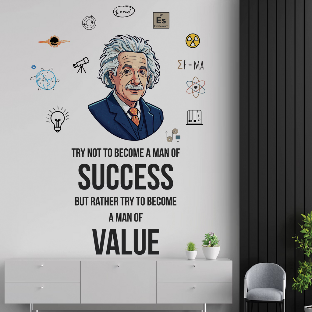 Albert Einstein Motivational Wall Decal Peel and Stick Sticker Inspirational Science Quote for Office and Study Room Wall Art