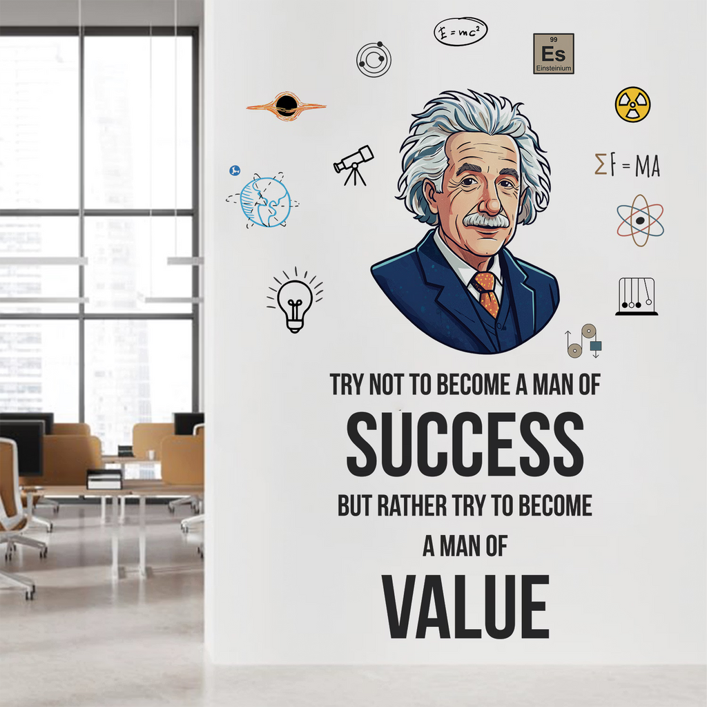 Albert Einstein Motivational Wall Decal Peel and Stick Sticker Inspirational Science Quote for Office and Study Room Wall Art