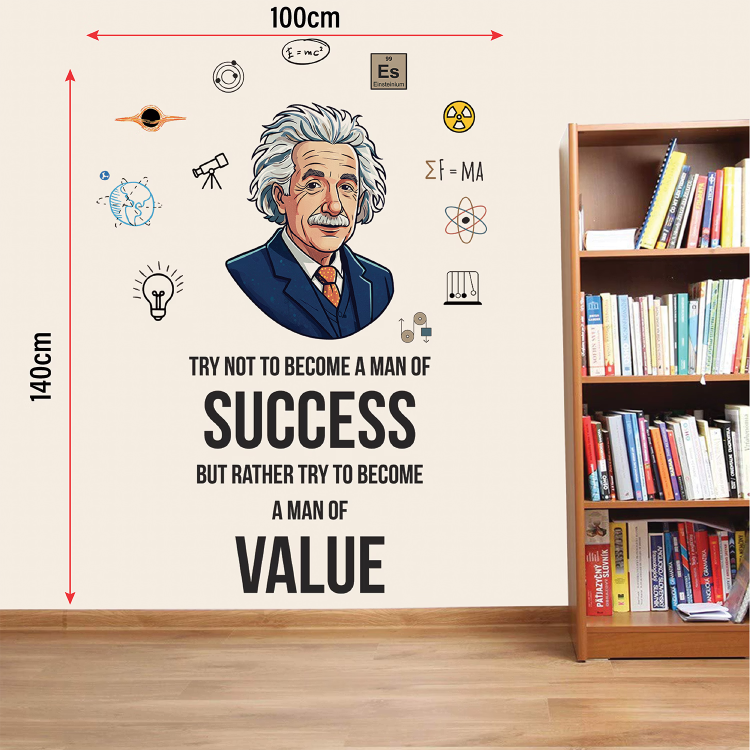 Albert Einstein Motivational Wall Decal Peel and Stick Sticker Inspirational Science Quote for Office and Study Room Wall Art
