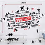 Fitness Motivation Word Cloud Wall Decal Peel and Stick Sticker Large Workout Gym Wall Art for Home Gym and Fitness Studio Decor