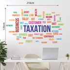 Taxation and Finance Word Cloud Wall Decal Peel and Stick Professional GST and Accounting Office Decor for CA Firms