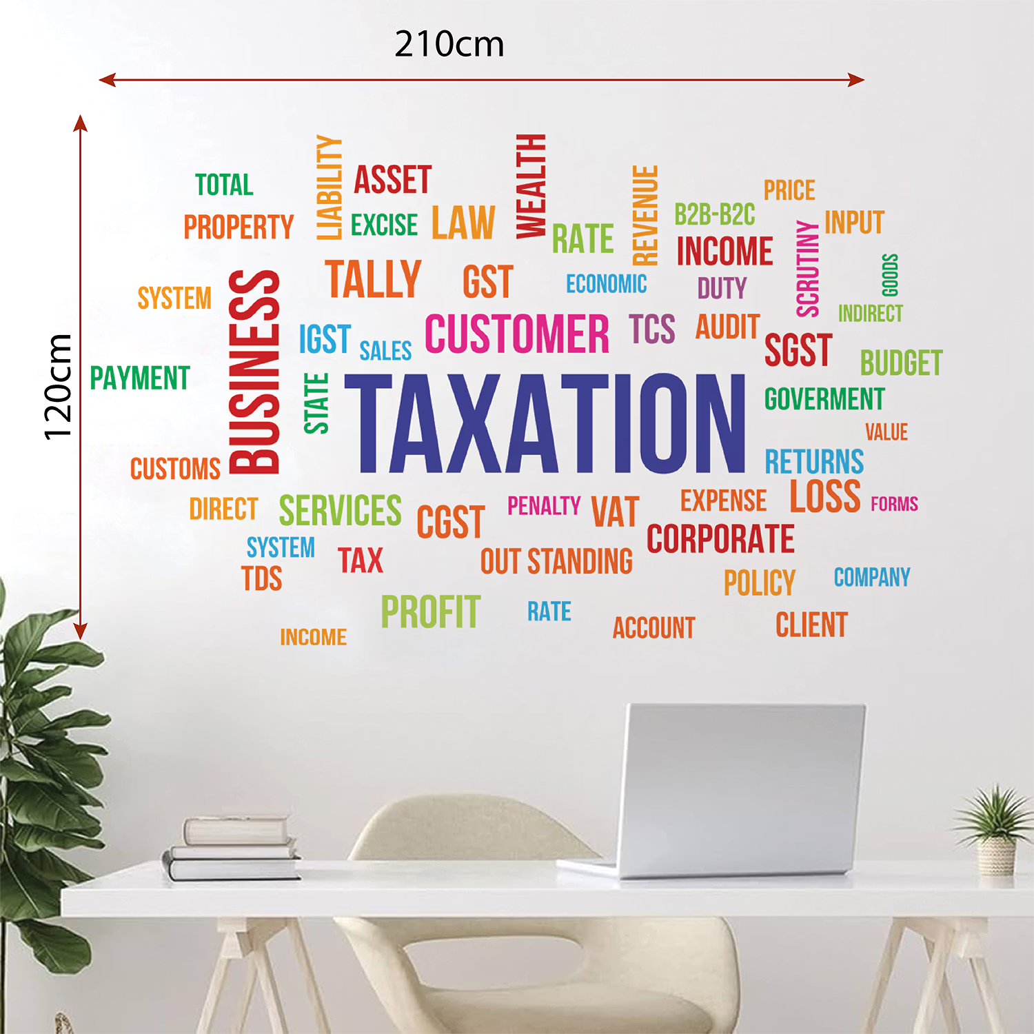 Taxation and Finance Word Cloud Wall Decal Peel and Stick Professional GST and Accounting Office Decor for CA Firms