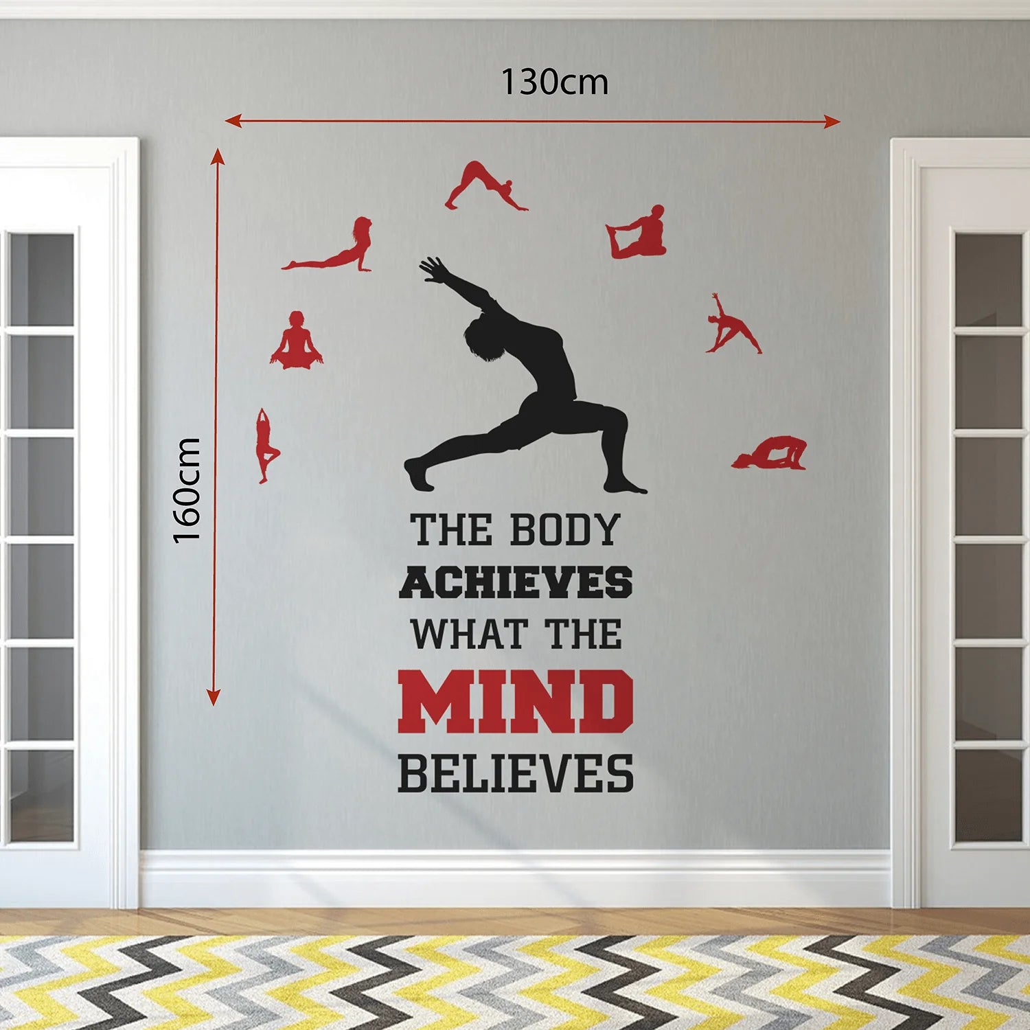 The Body Achieves What The Mind Believes – Yoga – Gym – Fitness – Office – Workout – Inspirational – Motivational – Quotes – Wall Sticker