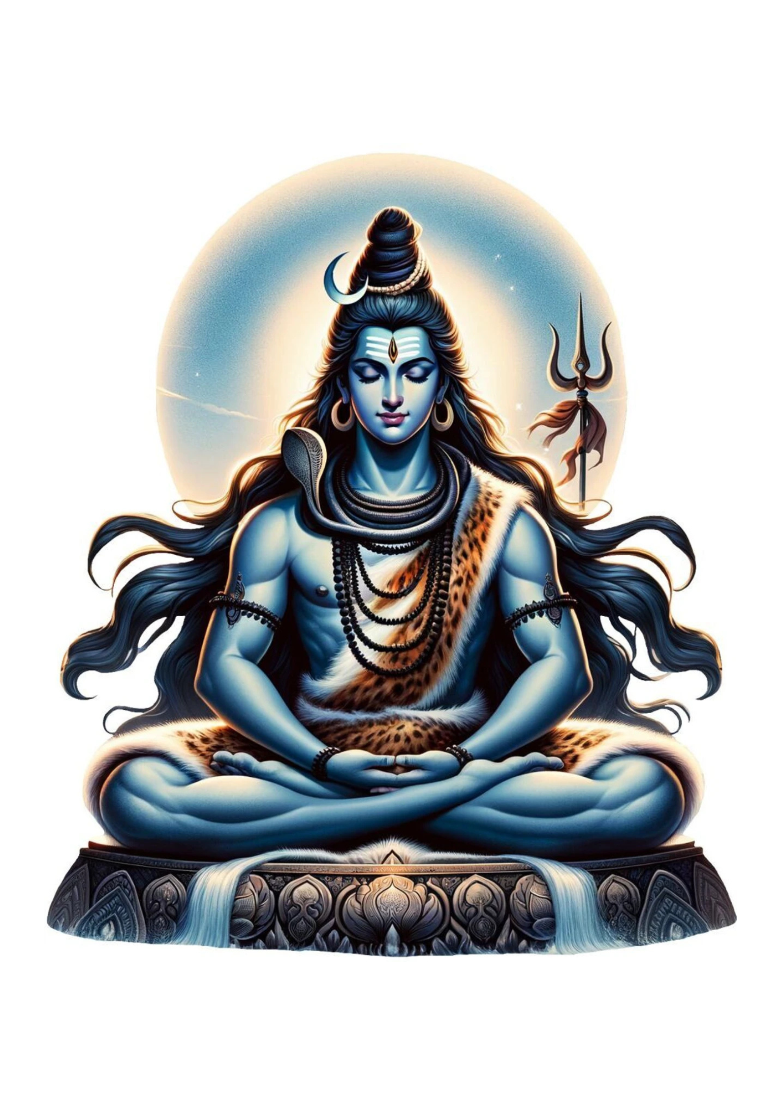 Majestic Lord Shiva Meditating Wall Sticker - Divine Blue Mahadev Art Decal (20 Inch) Premium Spiritual Wall Decor for Pooja Room, Yoga Studio, and Meditation Space