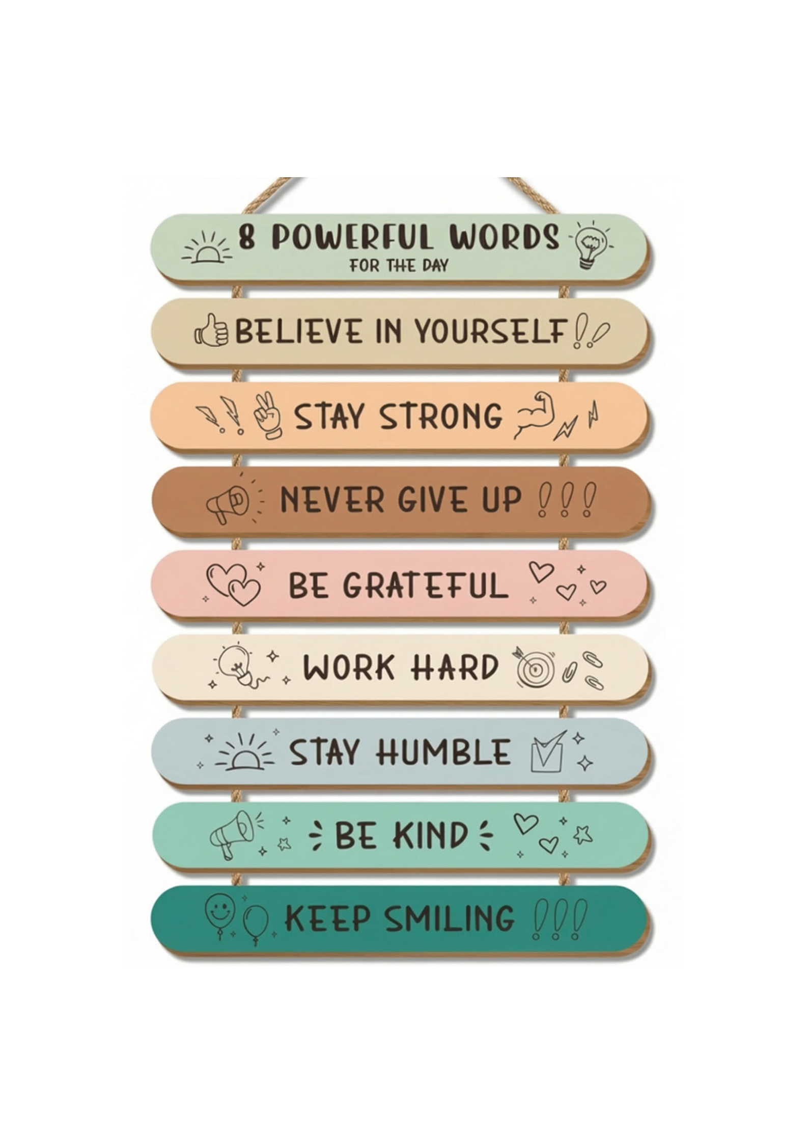 Motivational "8 Powerful Words" Daily Affirmations | 12x12 Inches | For Office/Study Room/Living Room/Bedroom