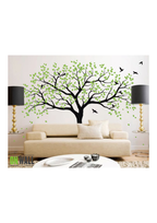 Large Tree with Green Leaves Wall Decal Peel and Stick Sticker Nature Inspired Wall Art for Living Room and Bedroom Decor