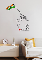 Indian Army Soldiers Hoisting Tricolour Flag Patriotic Wall Sticker Brave Soldiers and Indian Flag Wall Decal for Home and Office Decor