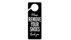Please Remove Your Shoes Vertical Door Hanger - Minimalist Black and White Entryway Sign - Modern Home Decor for Front Door and Mudroom - Aesthetic Wall Hanging - Housewarming and New Home Gift