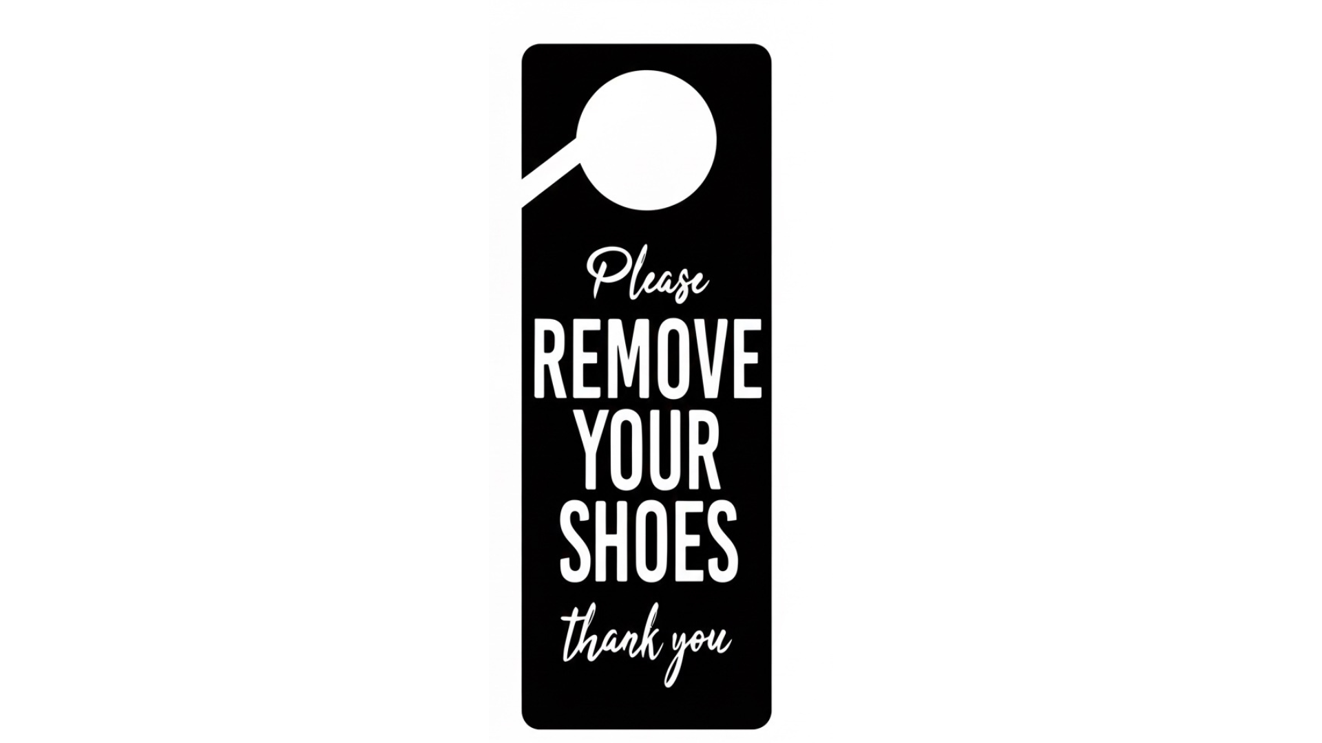 Please Remove Your Shoes Vertical Door Hanger - Minimalist Black and White Entryway Sign - Modern Home Decor for Front Door and Mudroom - Aesthetic Wall Hanging - Housewarming and New Home Gift