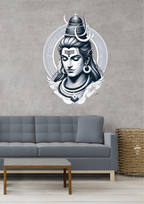 Modern Lord Shiva Mandala Wall Sticker - Serene Mahadev Face Art Decal (60 cm) Premium Minimalist Spiritual Wall Decor for Living Room, Office, and Meditation Space
