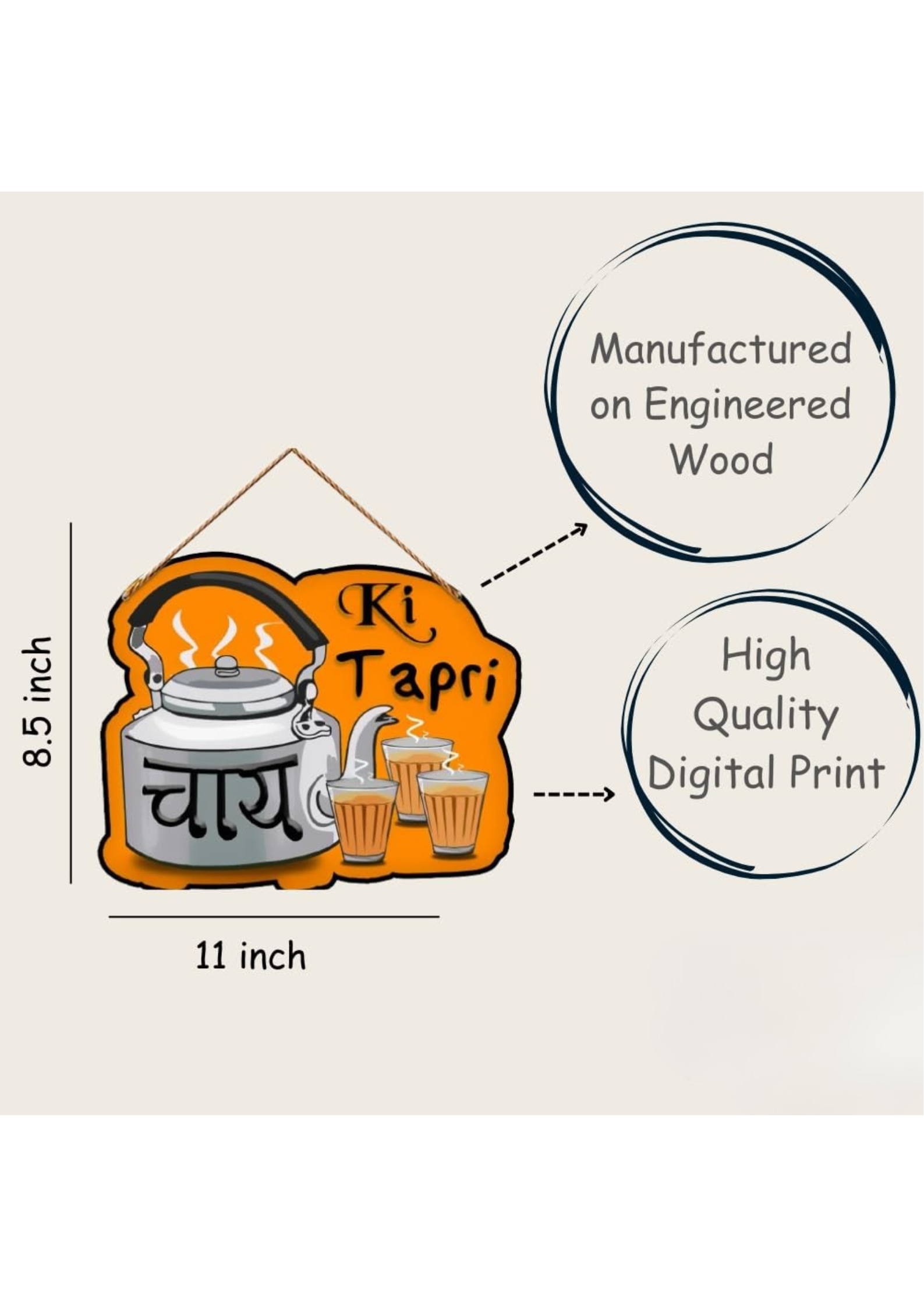 Attractive Chai ki Tapri Wooden Wall Hanging for Home Decor | Wall Decoration | Gift Items - Multicolor, Pack of 1