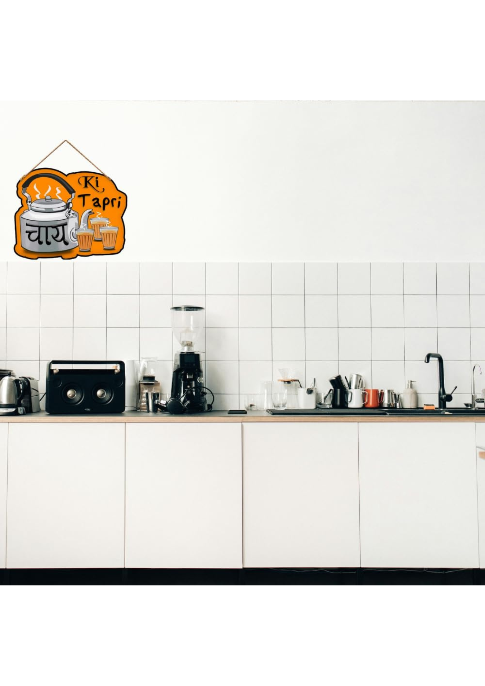 Attractive Chai ki Tapri Wooden Wall Hanging for Home Decor | Wall Decoration | Gift Items - Multicolor, Pack of 1