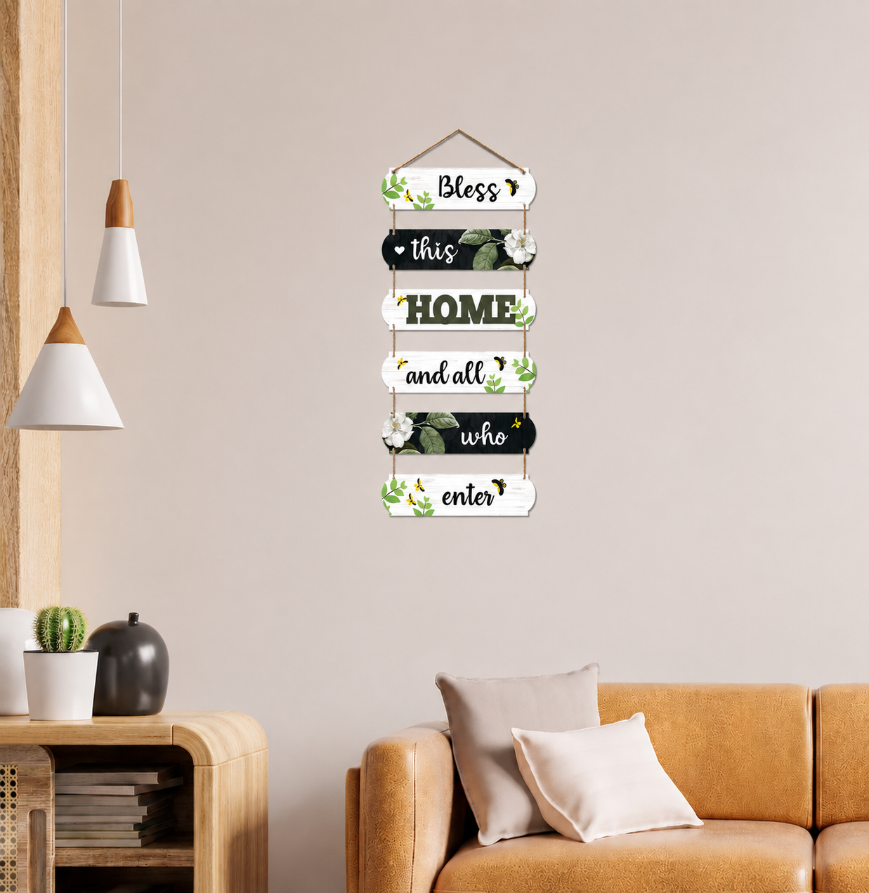 Entrance wall decor angled view