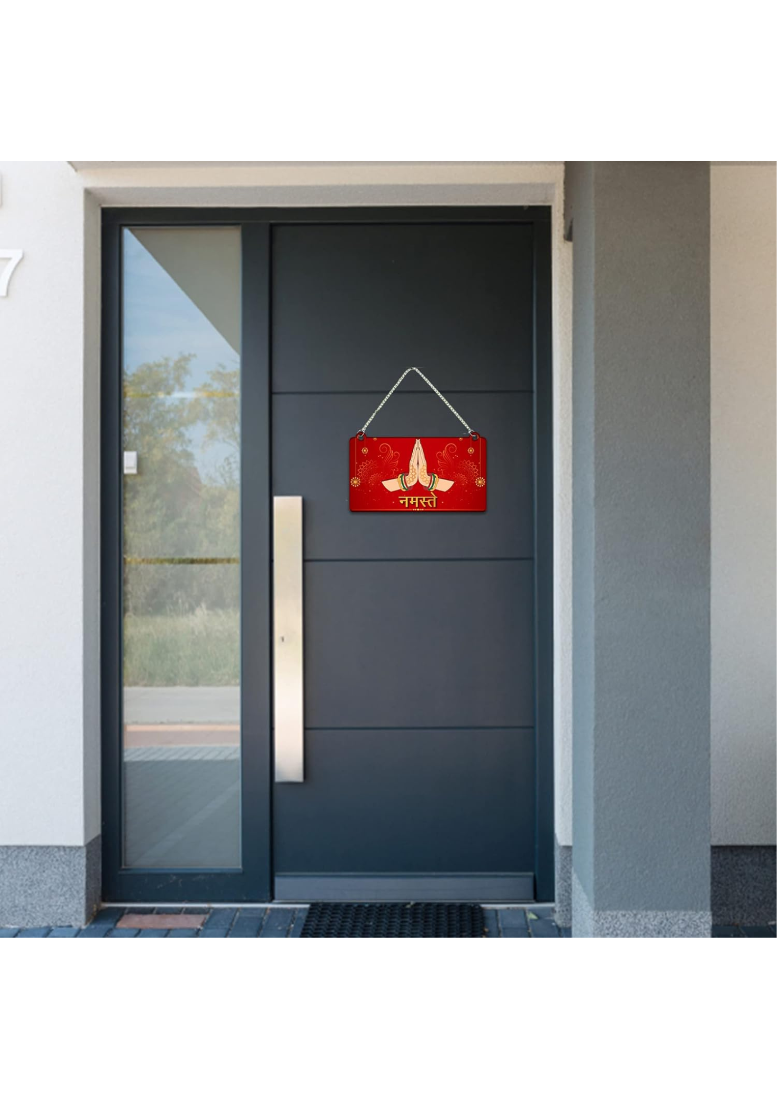 Entrance wall decor closeup detail