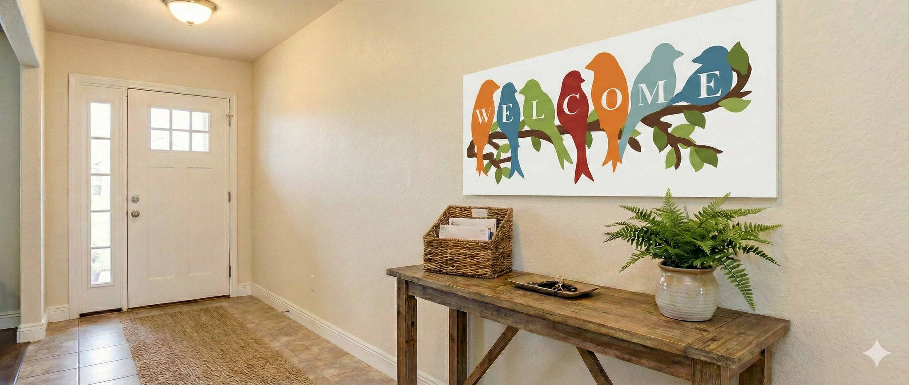 Entrance wall decor angled view