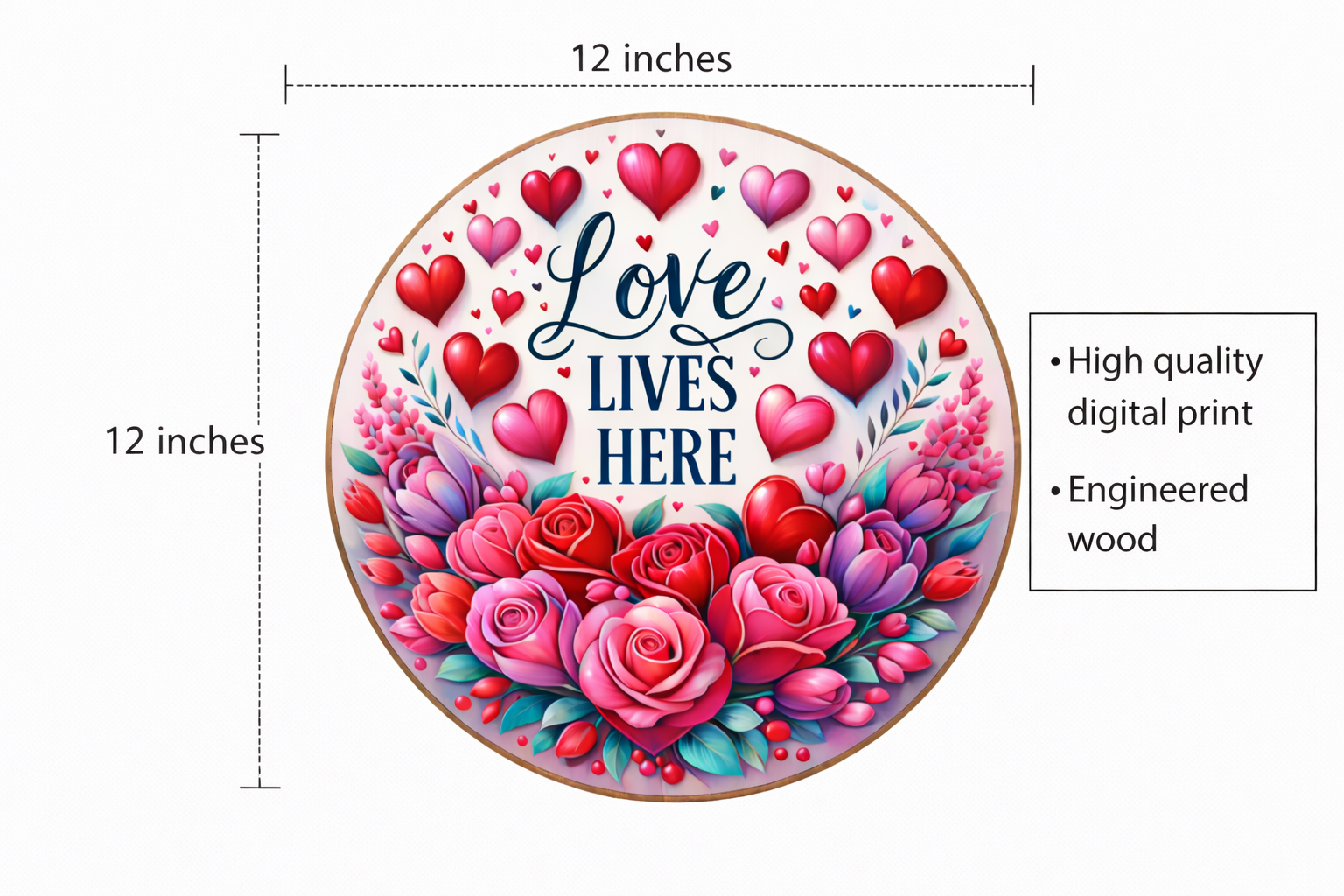 Floral Love wall decor size reference