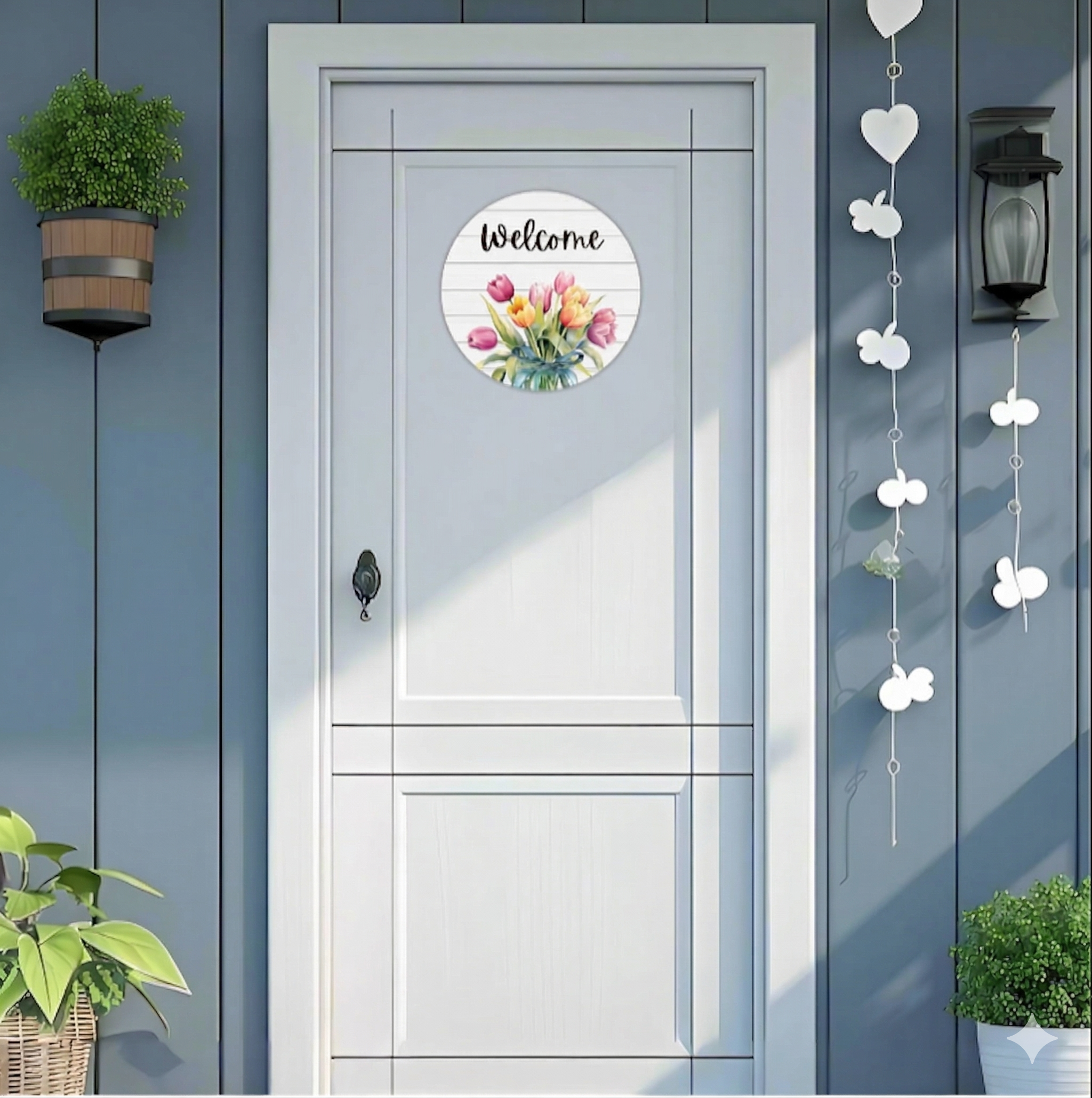Floral Welcome Home wall decor displayed in Home entrance 