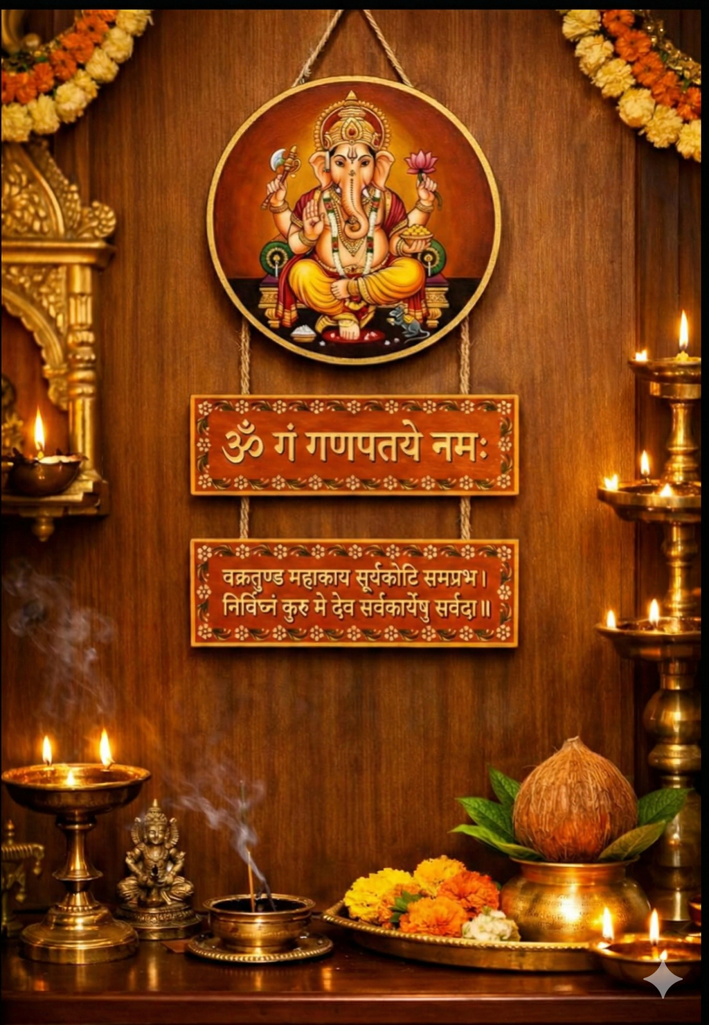 Ganesha wall Decor wall decor displayed in Pooja Room