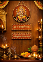Ganesha wall Decor wall decor displayed in Pooja Room