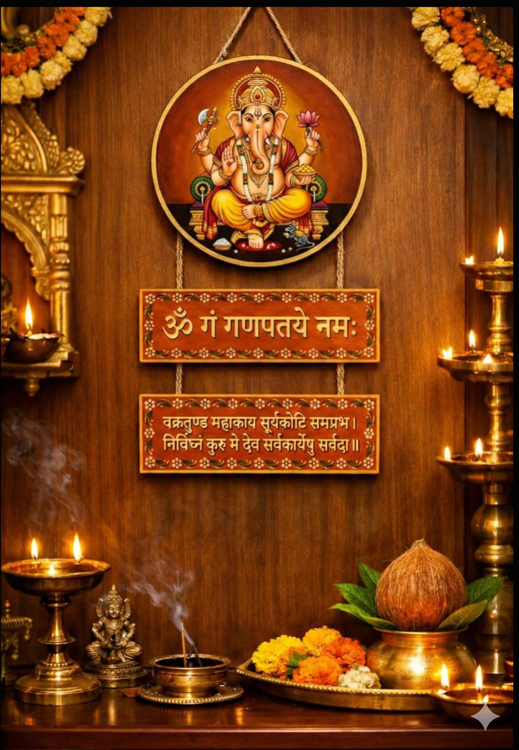 Ganesha wall Decor wall decor displayed in Pooja Room