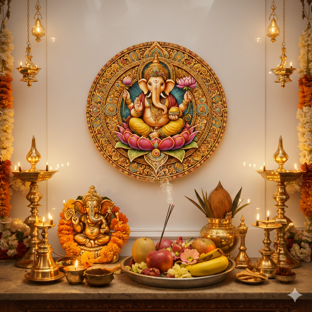 Ganesha wall Decor displayed in Pooja Room