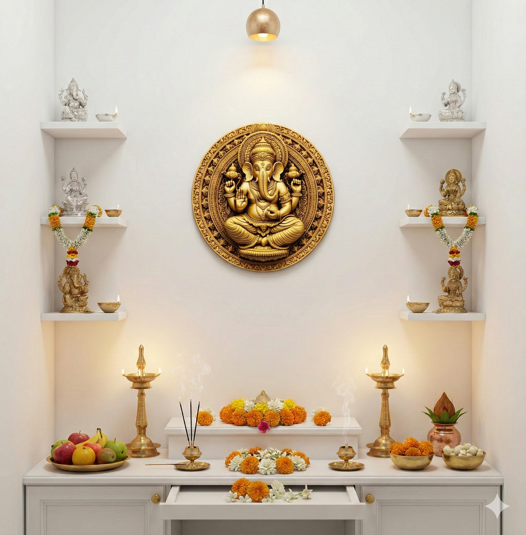 Ganesha wall decor displayed in Pooja Room