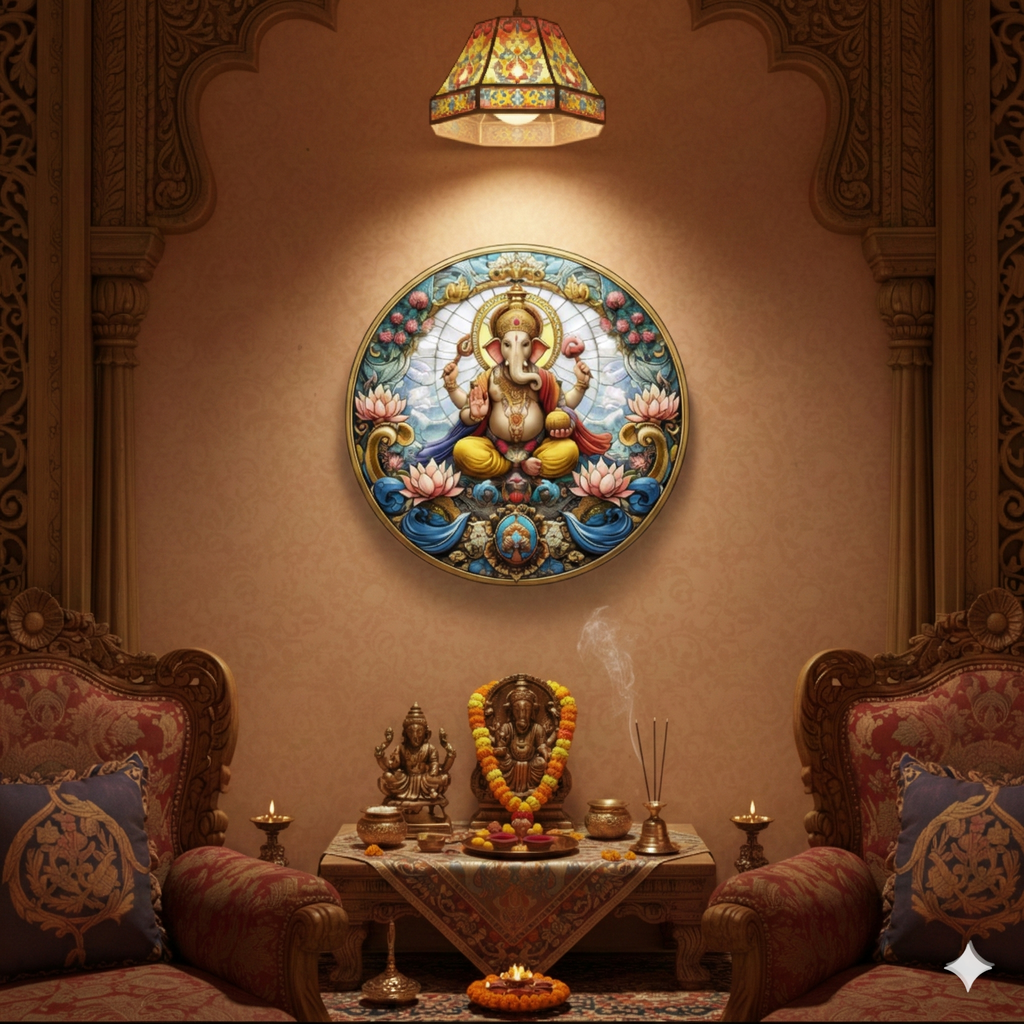Ganesha wall decor displayed in Pooja Room