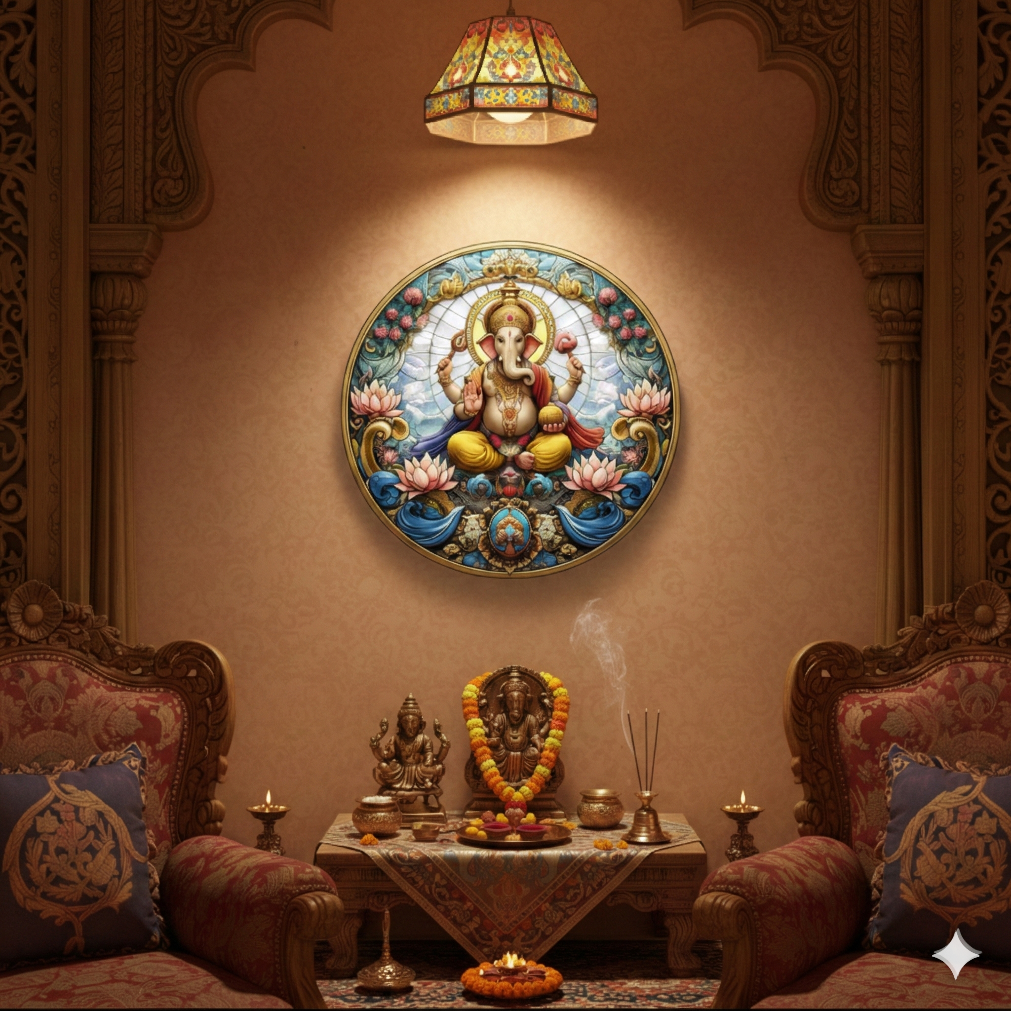 Ganesha wall decor displayed in Pooja Room