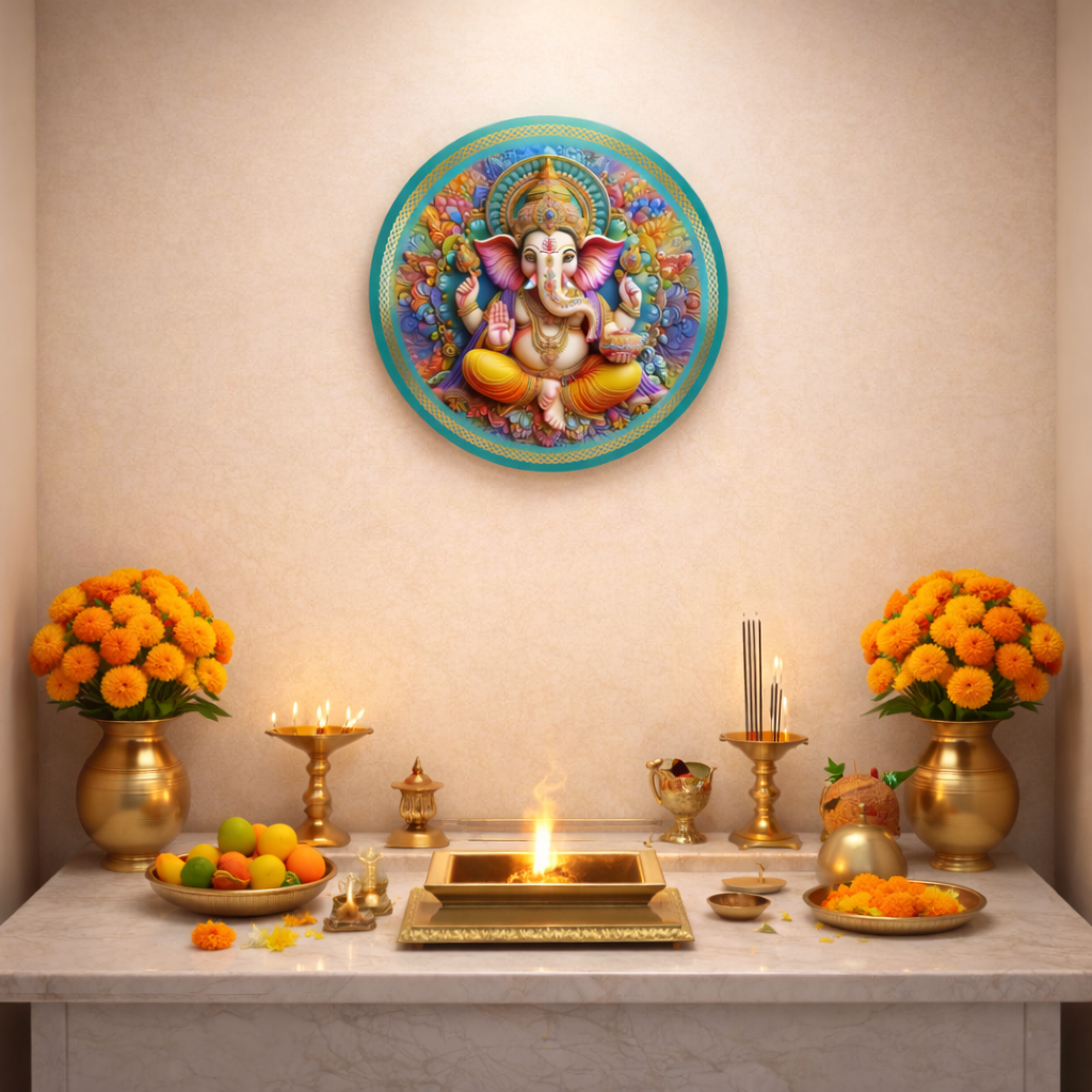 Ganesha wall Decor displayed in Pooja Room