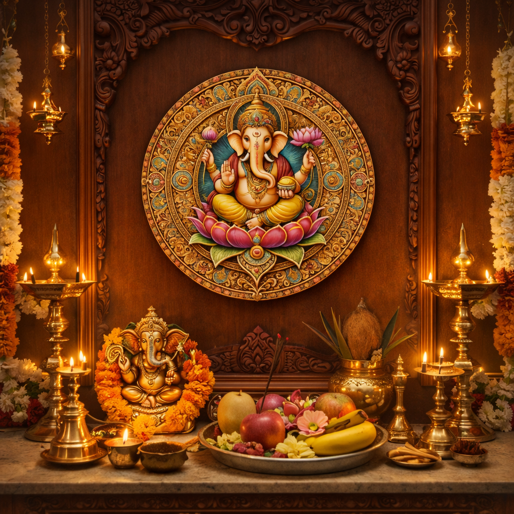 Ganesha wall decor closeup detail
