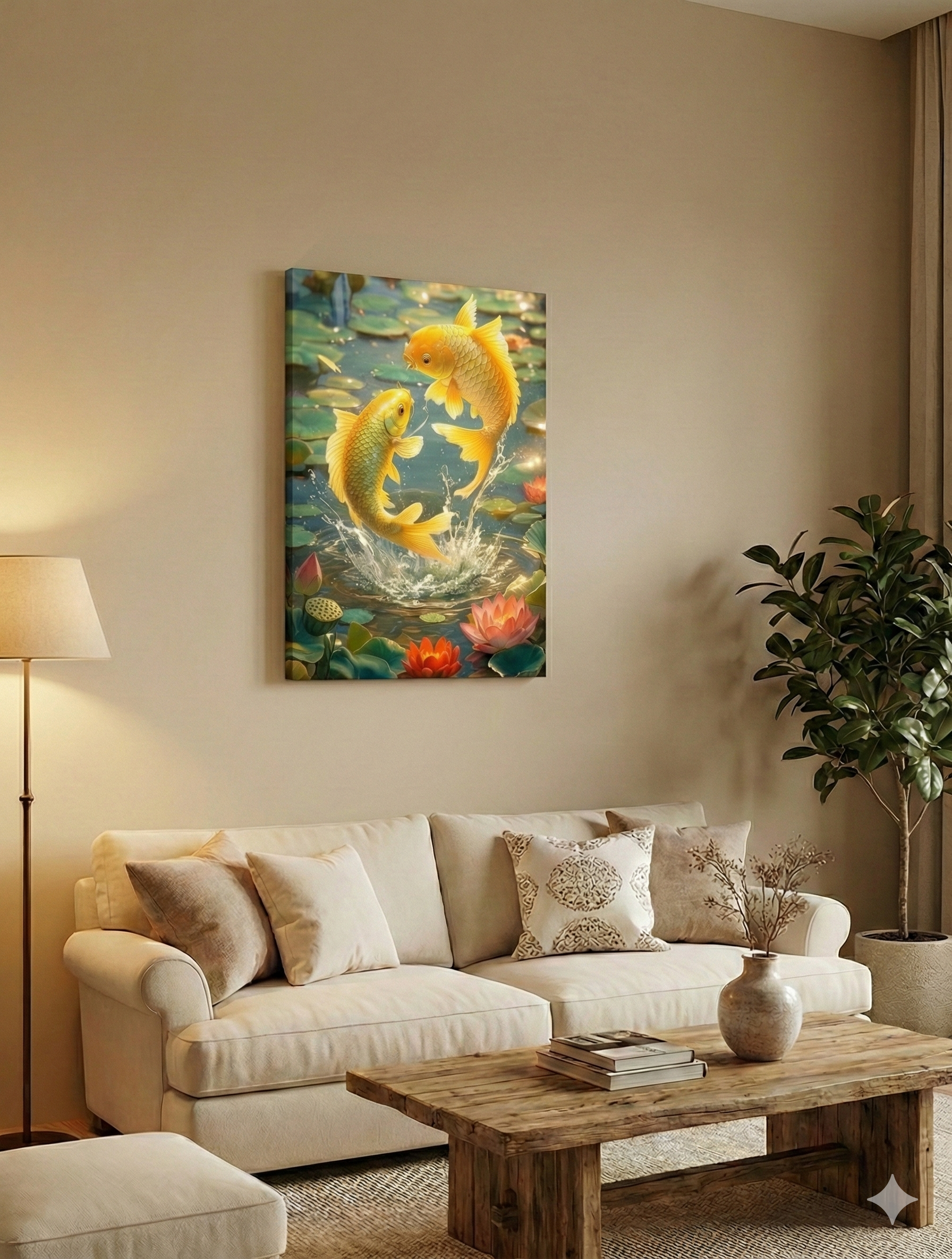 Goldfish Vastu wall decor angled view