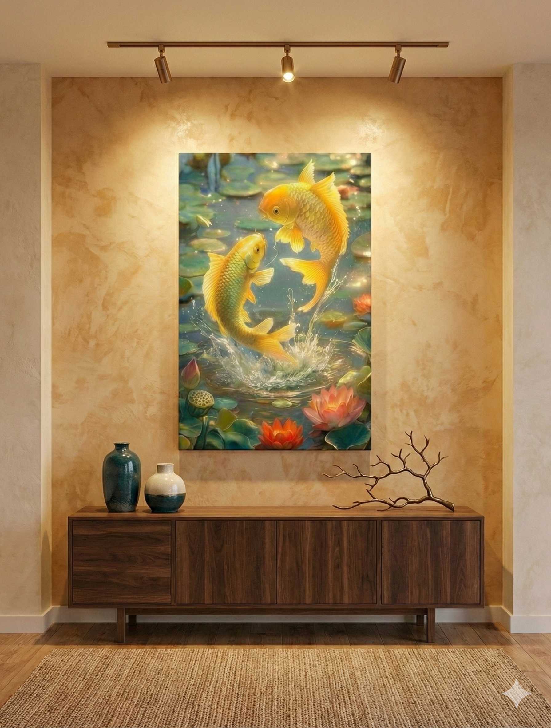 Goldfish Vastu wall decor displayed in Living room 